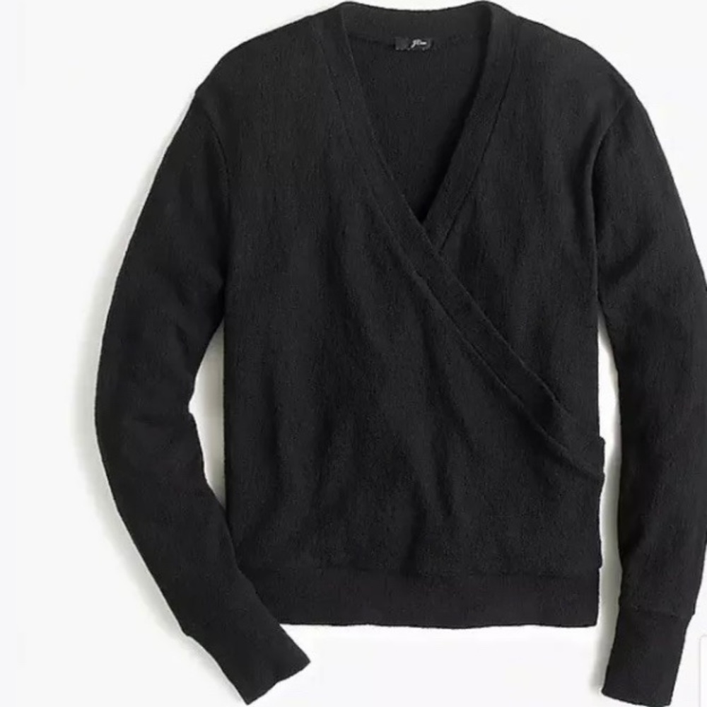 J crew Faux Wrap Top Textured Black Size XS